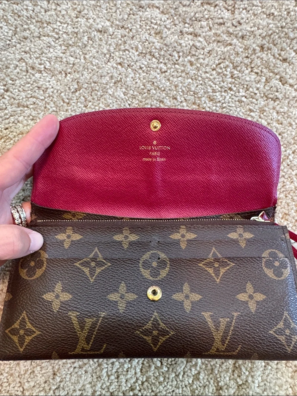 LOUIS VUITTON Pink Monogram Emilie Wallet